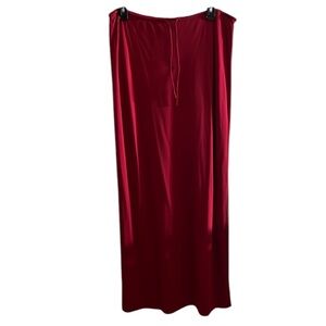 Evelyn size XL red stretch maxi skirt side slit drawstring waist stretch